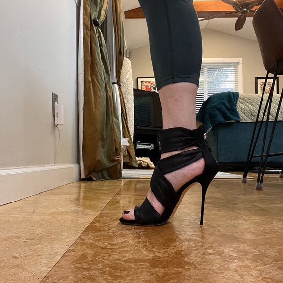 Casadei Satin Heel Stiletto Sandal with zipper back - Picture 11 of 15